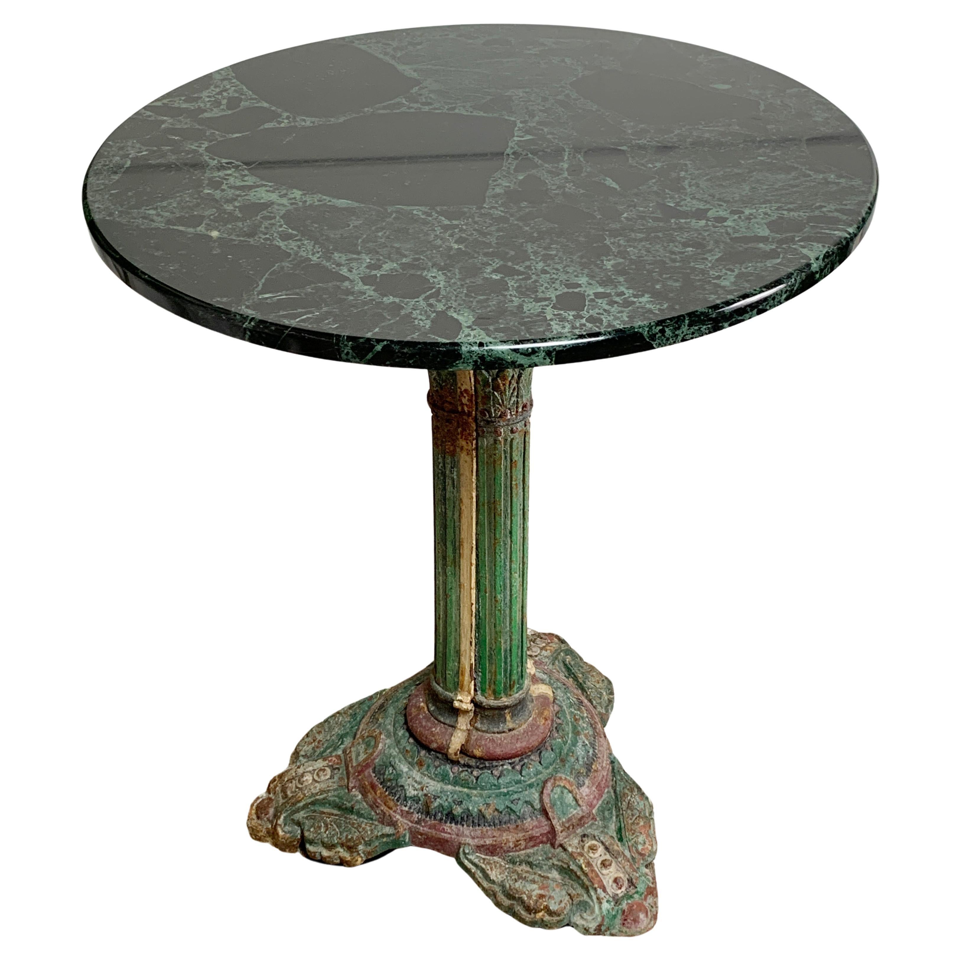 Victorian Cast Iron Painted Table with Italian Marble Top
