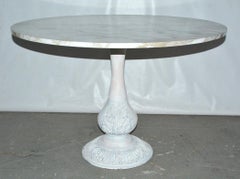 Victorian Cast Iron Pedestal Dining Table with Round Marble Top