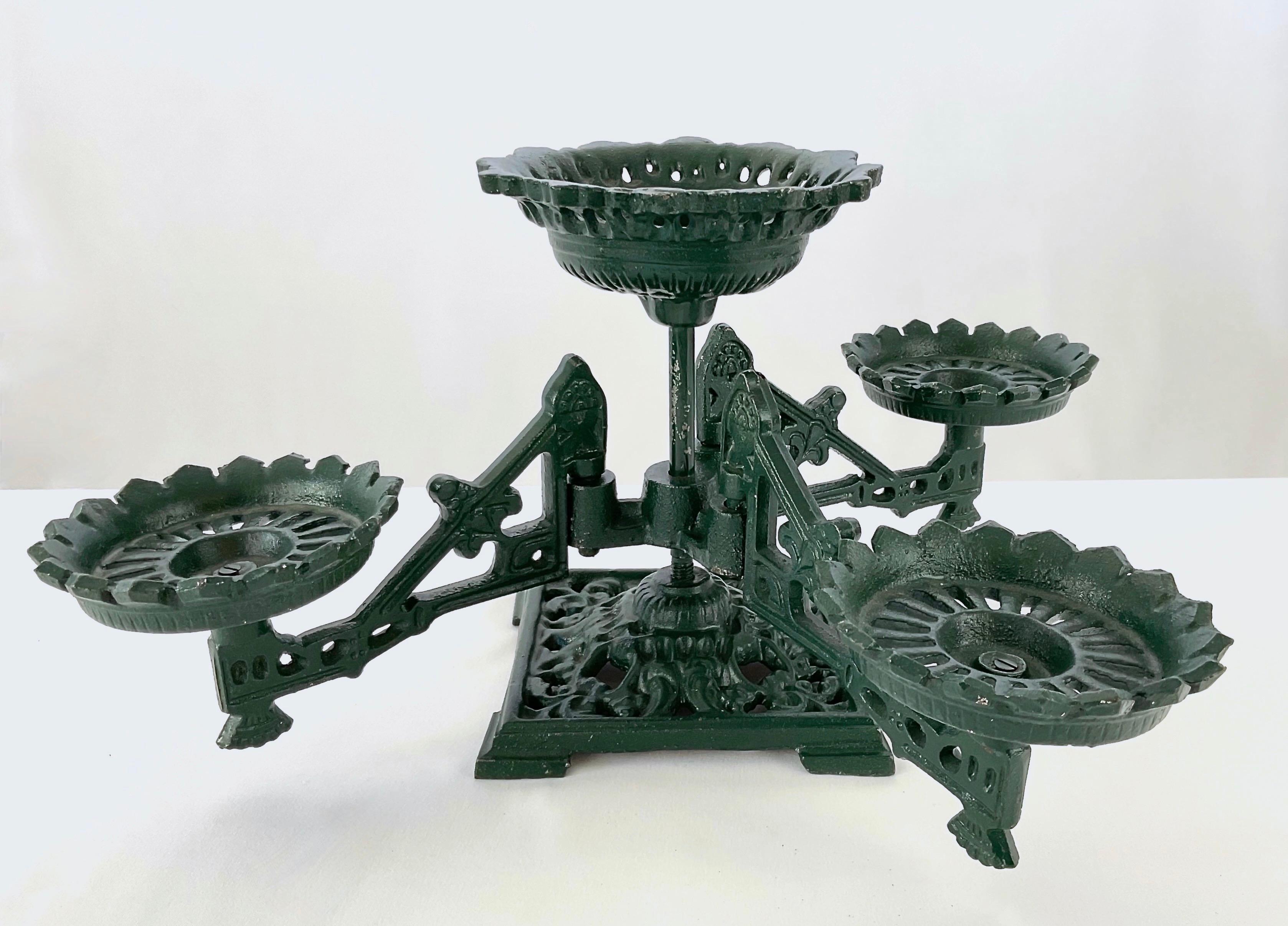 Victorian Cast Iron Plant Stand with Three Swivel Arms For Sale at 1stDibs