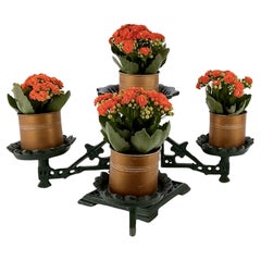 Antique Victorian Cast Iron Plant Stand with Three Swivel Arms 
