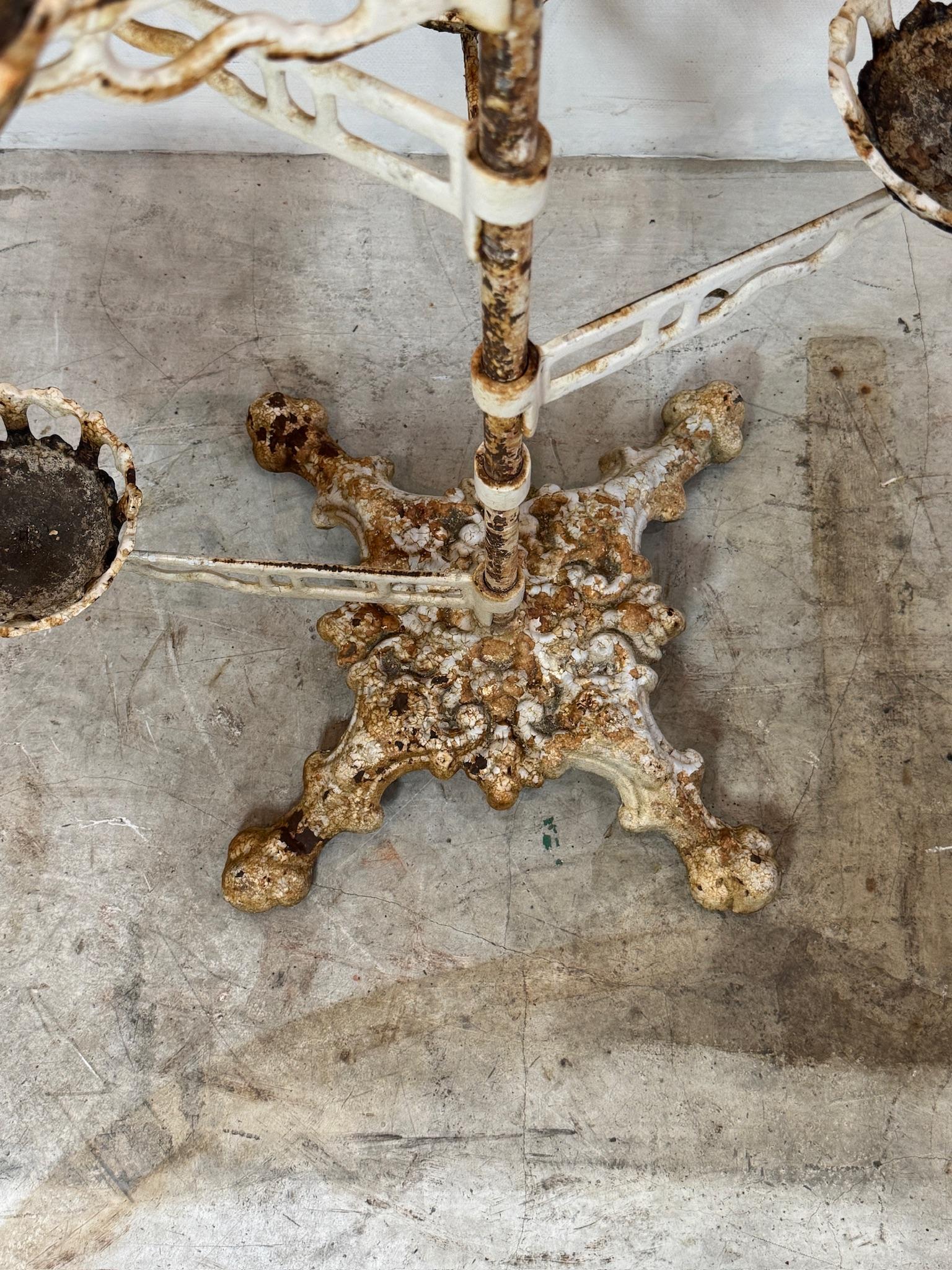 Victorian Cast Iron Revolving Arm Plant Stand — Ornate & Versatile Display Piece In Good Condition For Sale In West Hollywood, CA