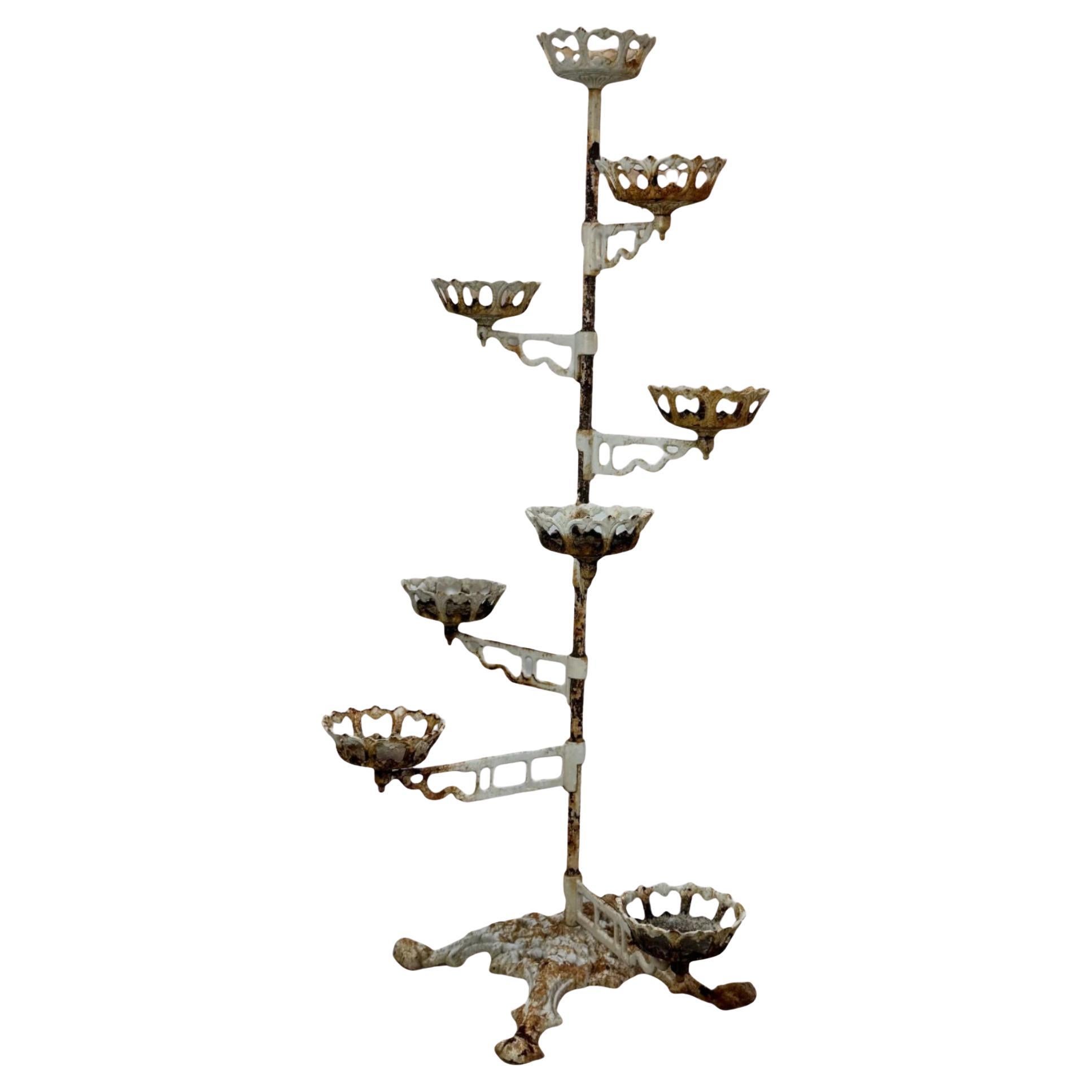 Victorian Cast Iron Revolving Arm Plant Stand — Ornate & Versatile Display Piece For Sale