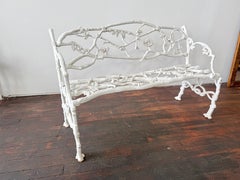 Victorian Cast Iron Rustic Oak Vine & Serpent Bench, James Haywood C. 1860