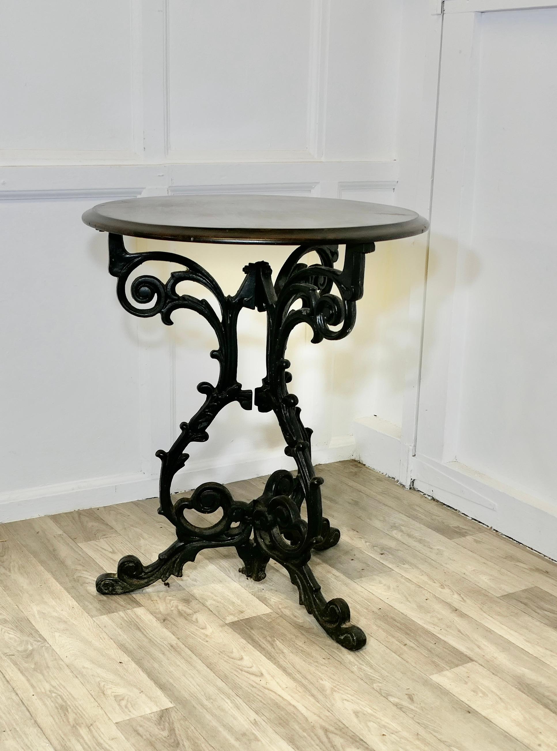 Victorian Cast Iron Scroll Work Occasional Table 

This lovely table stands on a very attractive heavy iron 3 footed scroll work base 
The table is in good sound condition it stands 27” high and it is 23” in diameter
ZX49