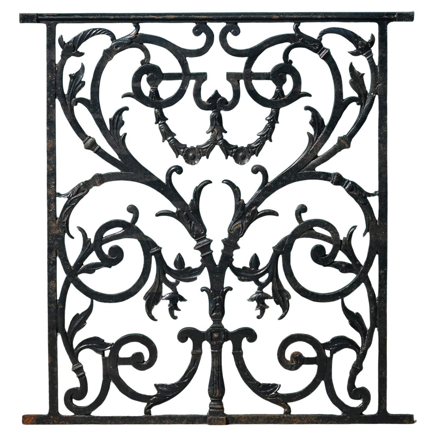 Victorian Cast Iron Scrolling Railing Panel For Sale
