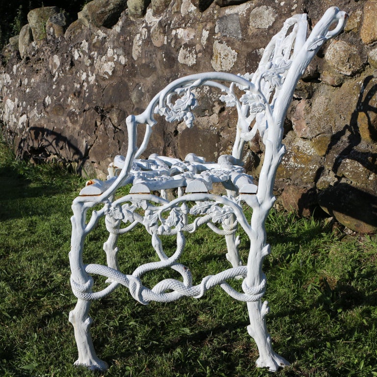 Victorian Cast Iron Serpent and Twig Pattern Garden Seat 