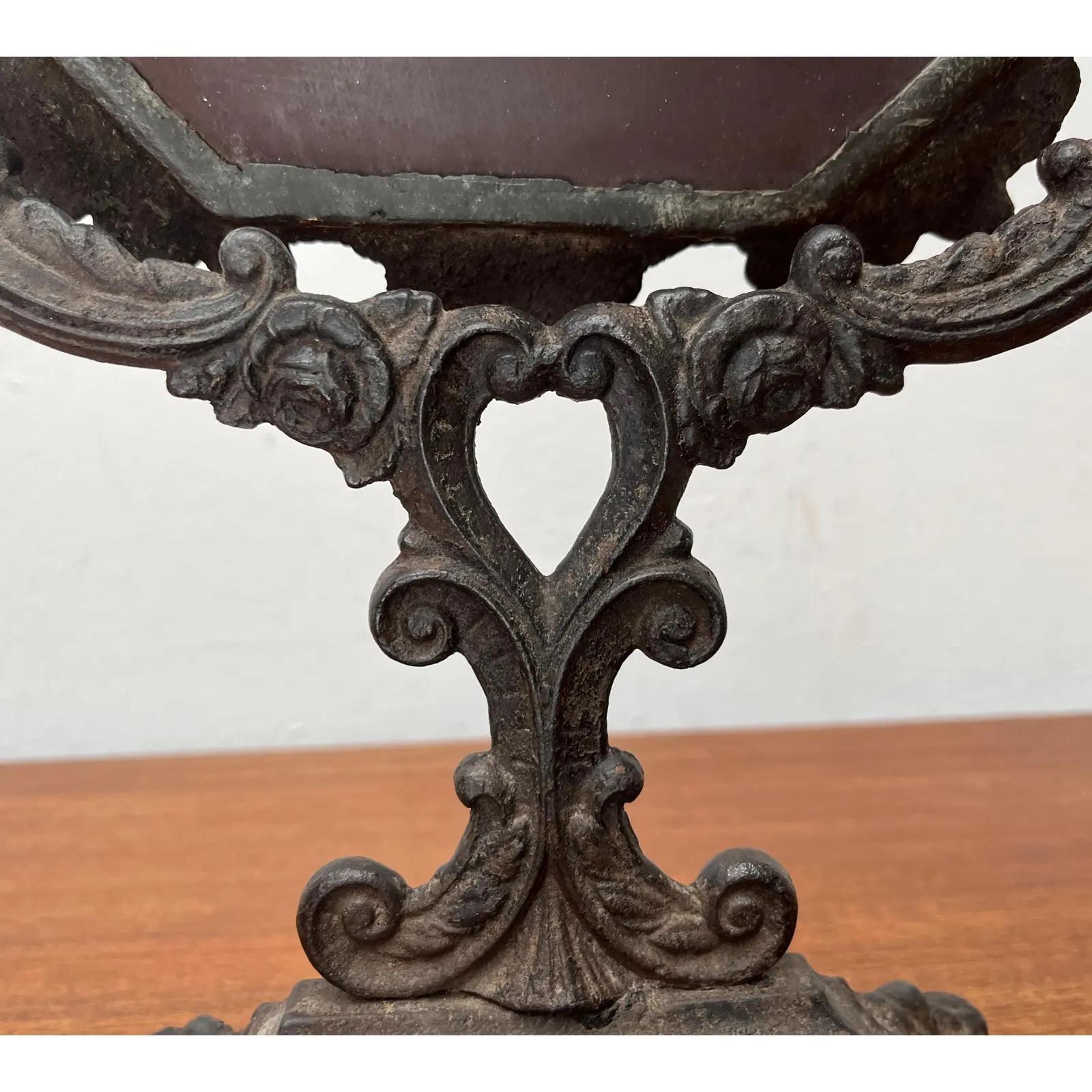 Metal Victorian Cast Iron Table Mirror, 1900s For Sale