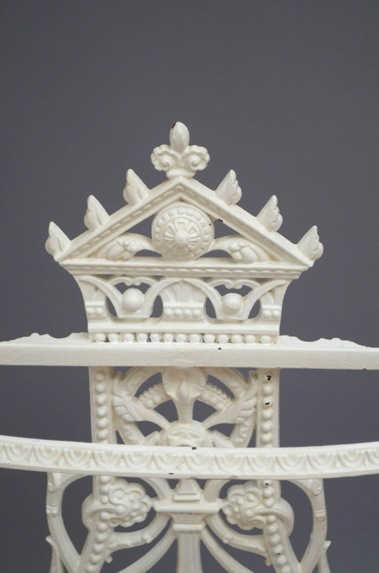 Sn5195 Aesthetic Movement cast iron umbrella stand / walking stick stand in the manner of Christopher Dresser with intricate pierced design and shell shaped removable drip tray. All in home ready conation. circa 1880
H27.5