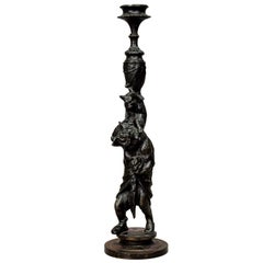 Victorian Casted Iron Candle Stick with Bears