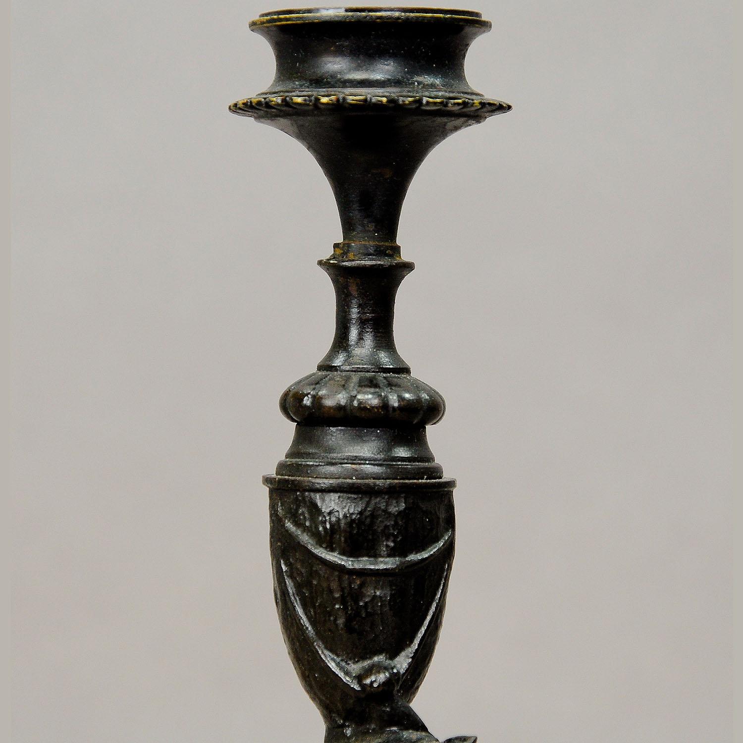 Victorian Casted Iron Candle Stick with Bears For Sale 1