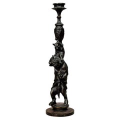Victorian Casted Iron Candle Stick with Bears