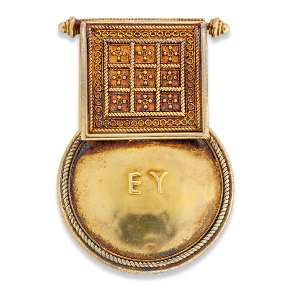 Women's or Men's Victorian Castellani Bulla Bronze Medallion Gold Pendant
