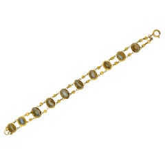 Victorian Cat's Eye Chrysoberyl 18 Karat Yellow Gold Link Bracelet