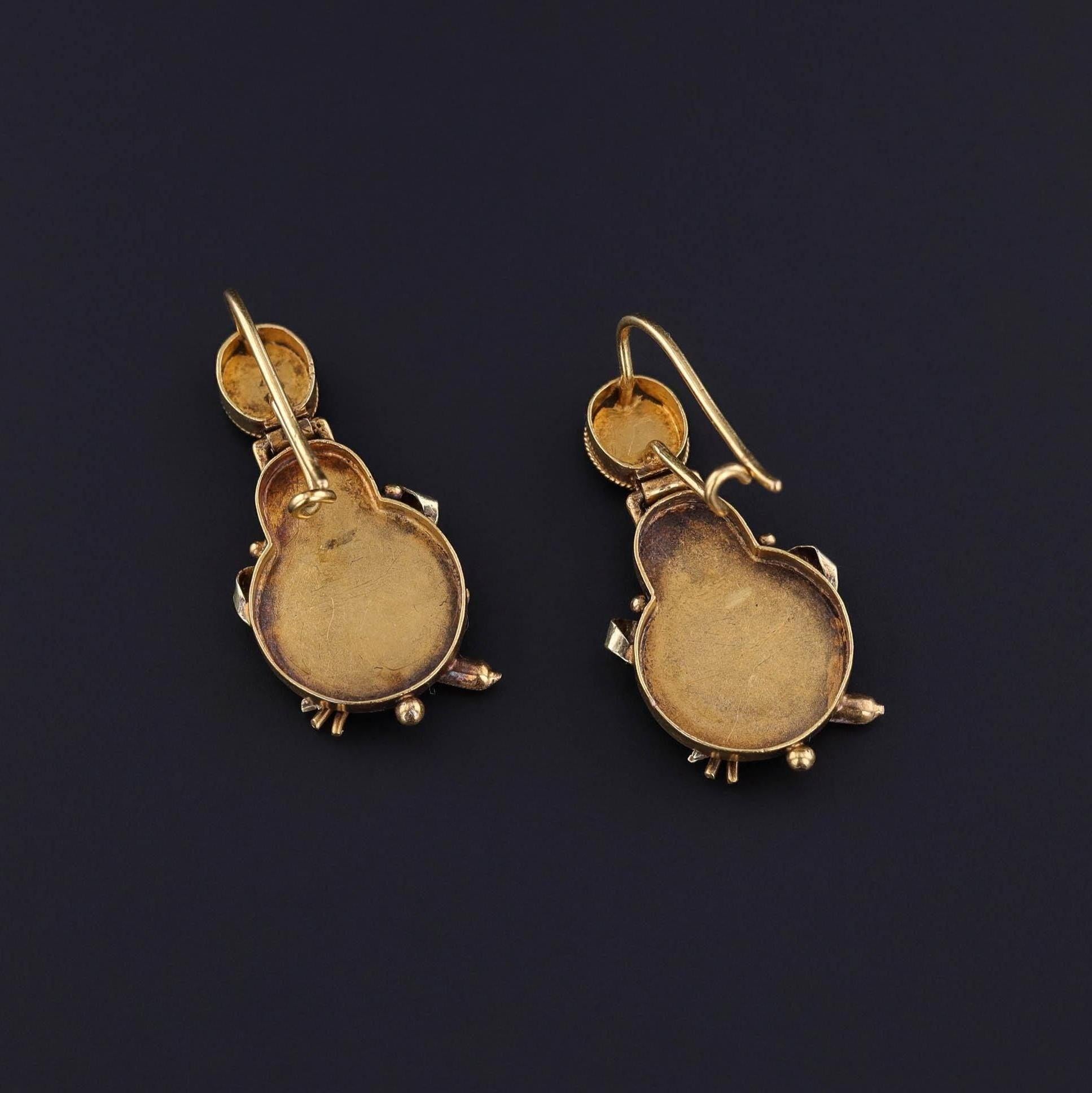 Women's Victorian Cattail Earrings of 14k Gold For Sale