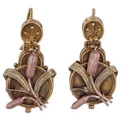 Boucles d
oreilles victoriennes en or 14k en forme de quenouille