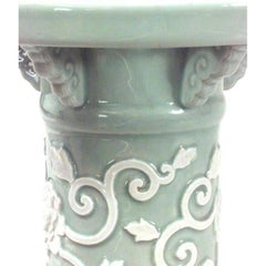 Victorian Celadon and Porcelain Umbrella Stand