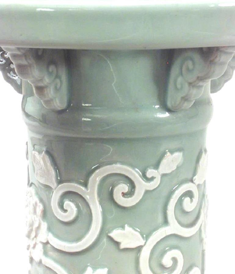 Victorian Celadon and Porcelain Umbrella Stand In Good Condition For Sale In New York, NY