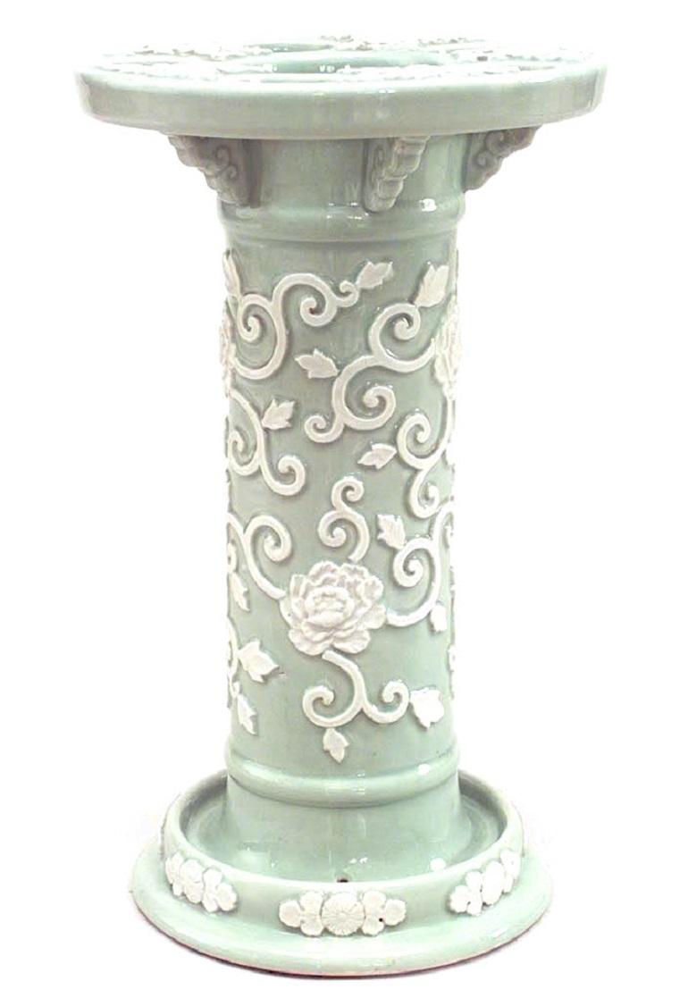 20th Century Victorian Celadon and Porcelain Umbrella Stand For Sale