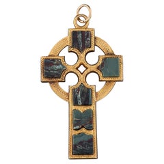 Victorian Celtic Cross Pendant of 14k Gold
