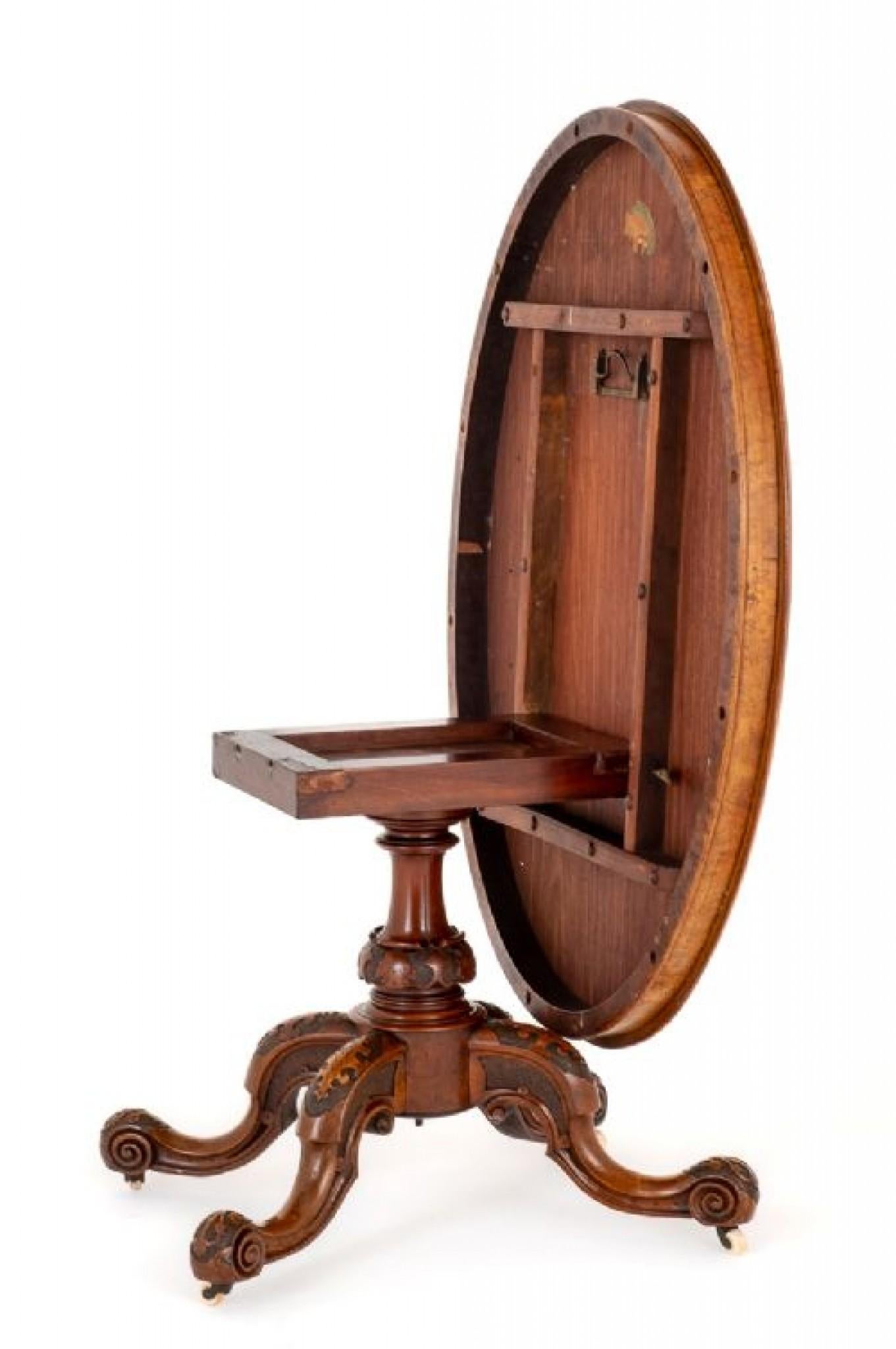 Mid-19th Century Victorian Centre Table Antique Burr Walnut, 1860