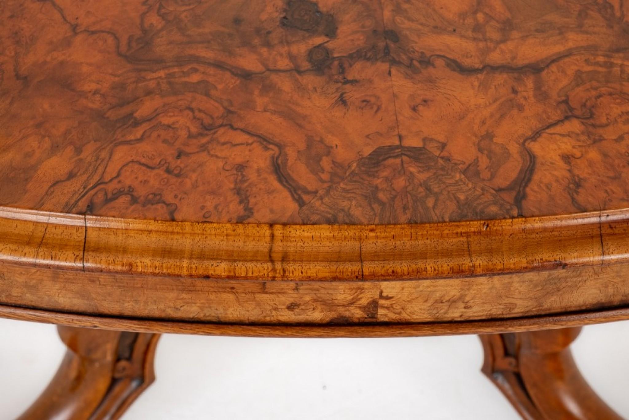 Victorian Centre Table Antique Burr Walnut, 1860 4