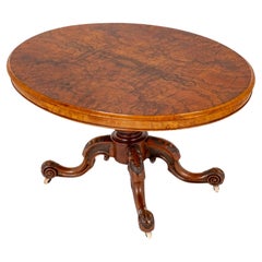 Victorian Centre Table Antique Burr Walnut, 1860