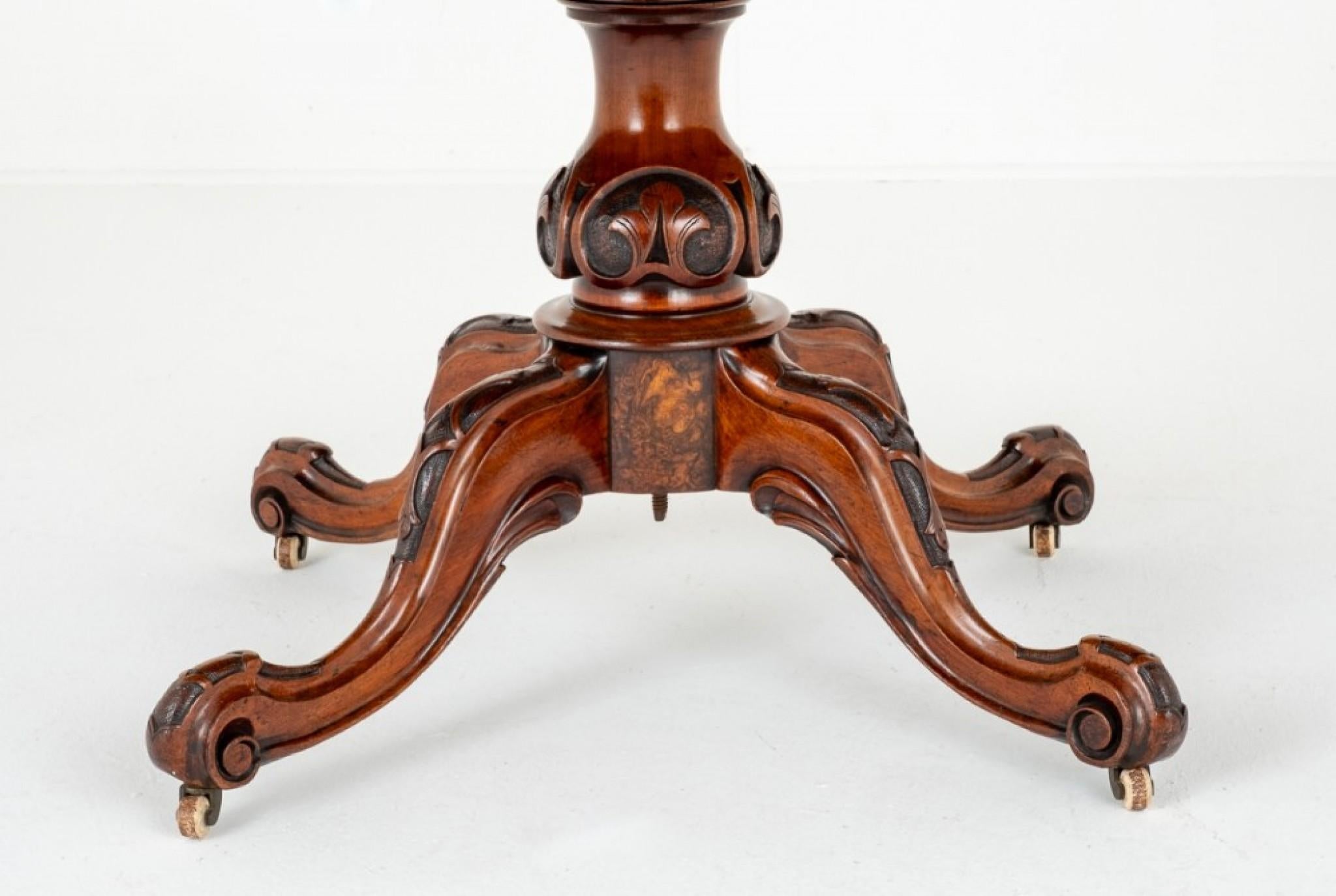 Victorian Centre Table Burr Walnut 1860 In Good Condition In Potters Bar, GB