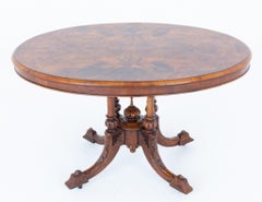 Victorian Centre Table Burr Walnut Antique 1860