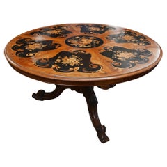 Victorian Centre Table Marquetry Inlay Floral 1860