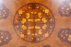 Victorian Centre Table Marquetry Inlay Quadrafoil Base Revival