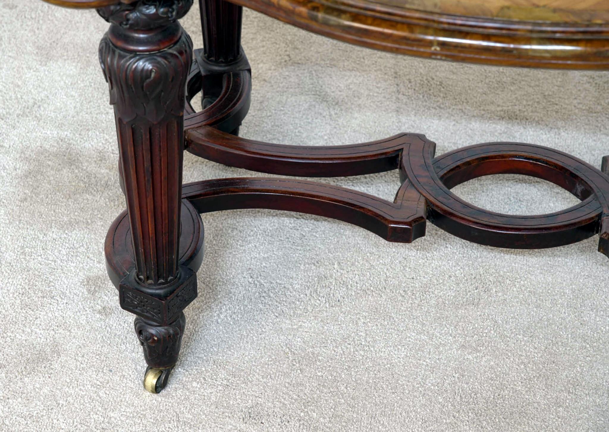 You are viewing an elegant period Victorian centre table in walnut
Circa 1880
Features intricate floral inlay on the table top, very detailed and skilled to create
Top also has a lovely shape
This has been fully restored by our in house restorer