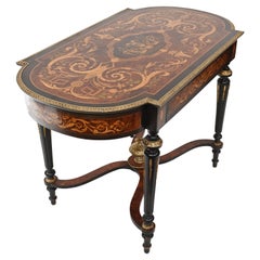Victorian Centre Table Marquety Inlay Antique 1880