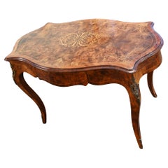 Victorian Centre Table Walnut Marquetry Inlaid 1860