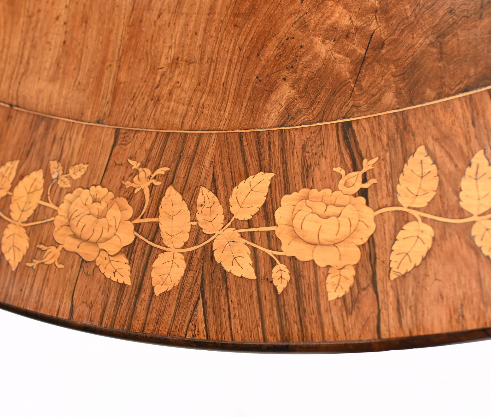 Victorian Centre Table Walnut Marquetry Inlay, 1830 1