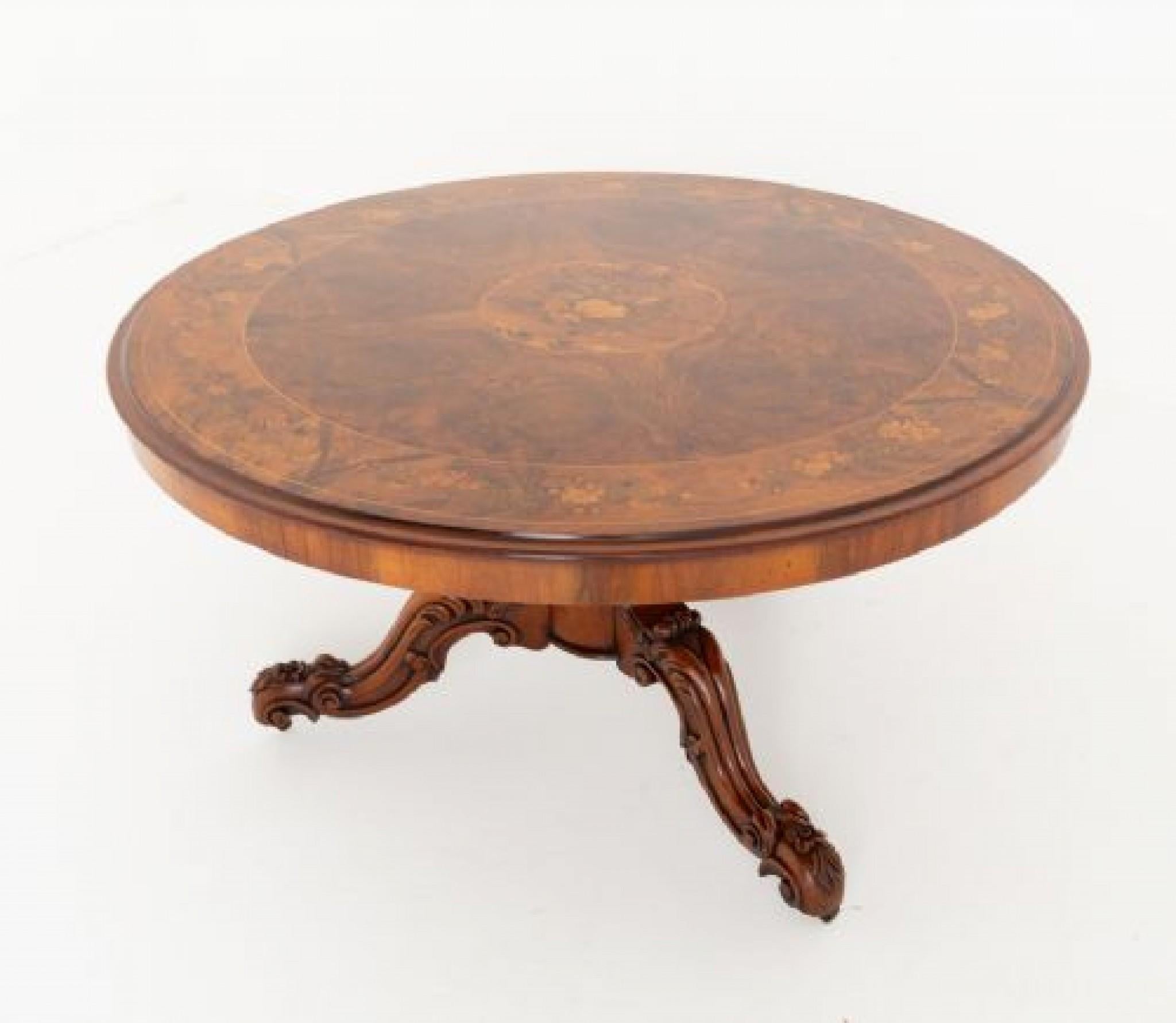 Victorian Centre Table Walnut Marquetry Inlay 1860 For Sale 5