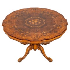 Victorian Centre Table Walnut Marquetry Inlay