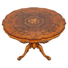 Victorian Centre Table Walnut Marquetry Inlay