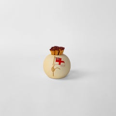 Victorian Ceramic Match Striker with hand-painted St George's, England 1890.