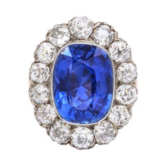 Antique Victorian Ceylon Sapphire Diamond Yellow Gold Ring