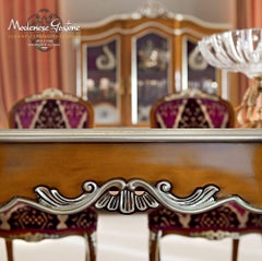 Victorian Chair with Armrests in Walnut Finish and Pink Upholstered Seating