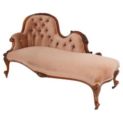 Antique Victorian Chaise Longue Day Bed Couch Mahogany 1860