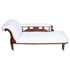 Victorian Chaise Longue Sofa Carved Mahogany