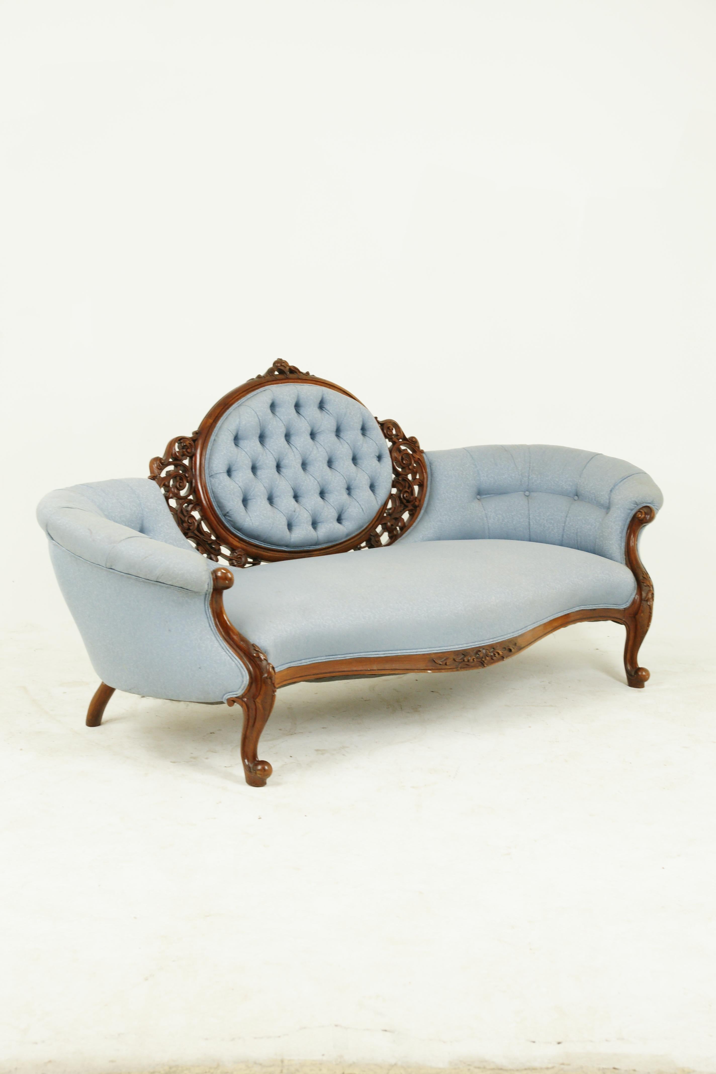 Hand-Crafted Antique Chaise Lounge, Victorian Loveseat, Vintage Settee, Scotland, 1870, B1528