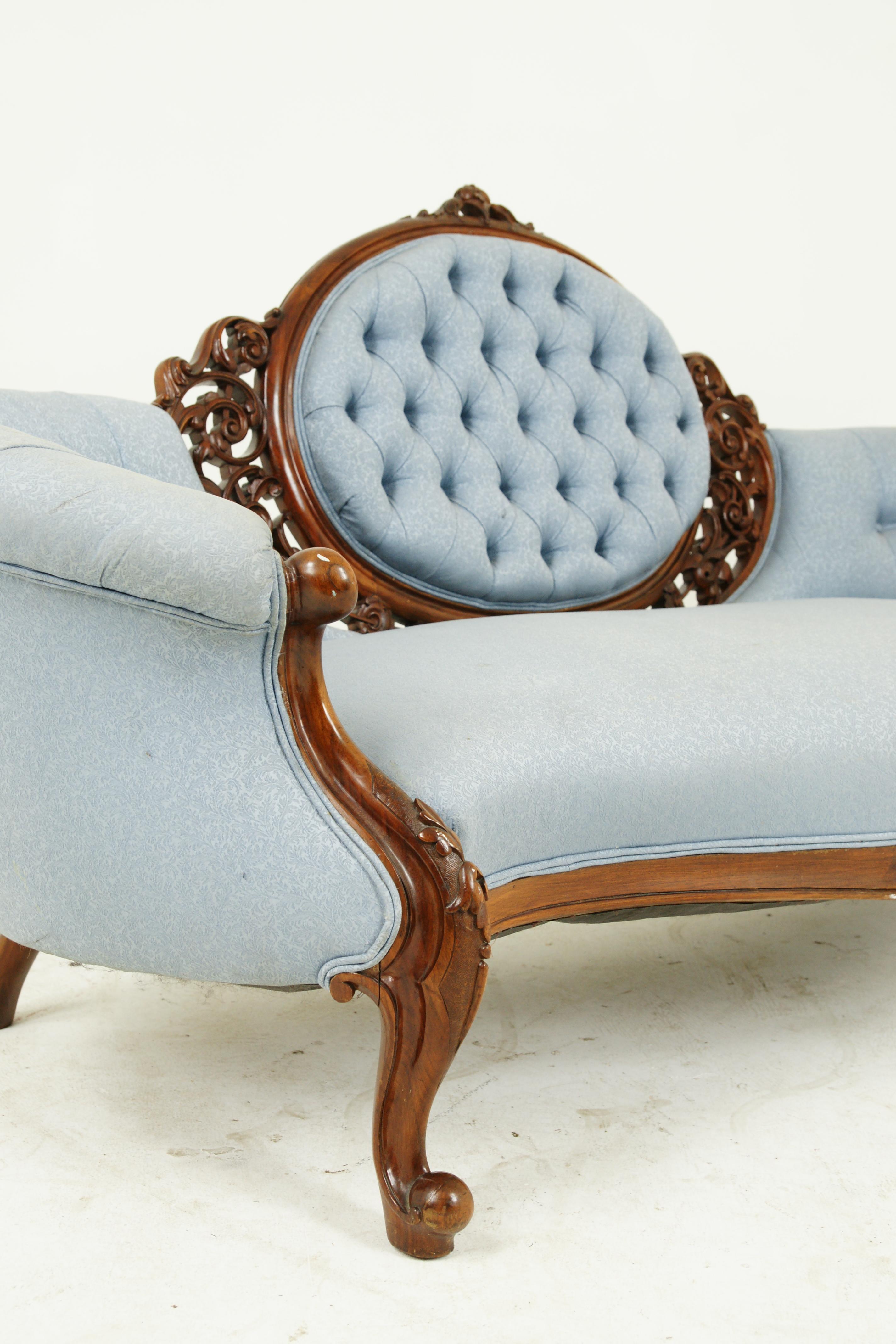 Late 19th Century Antique Chaise Lounge, Victorian Loveseat, Vintage Settee, Scotland, 1870, B1528