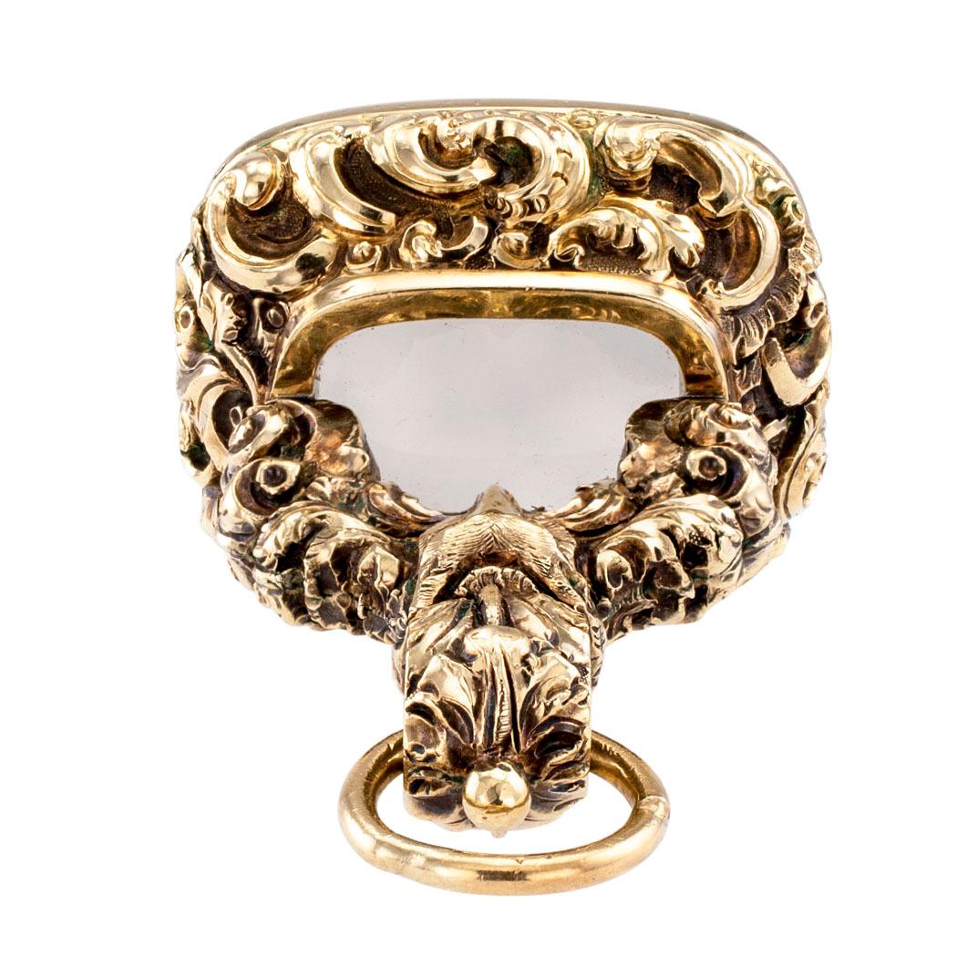 Women's or Men's Victorian Chalcedony Intaglio Fox Gold Fob