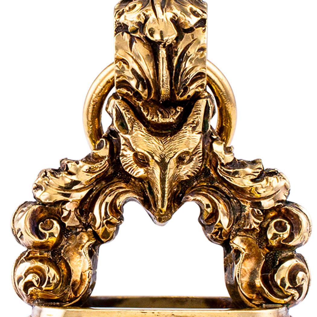 Victorian Chalcedony Intaglio Fox Gold Fob 2