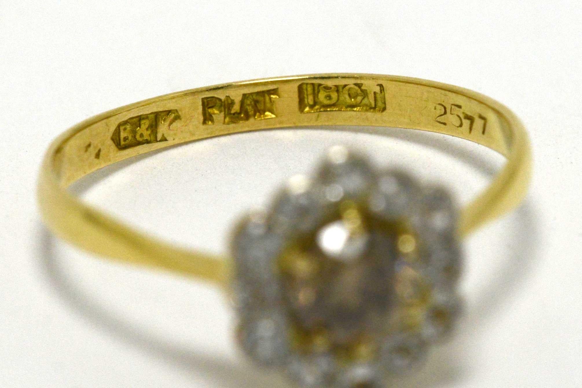 Round Cut Victorian Champagne Diamond Engagement Ring Antique Flower Cluster Halo Vintage