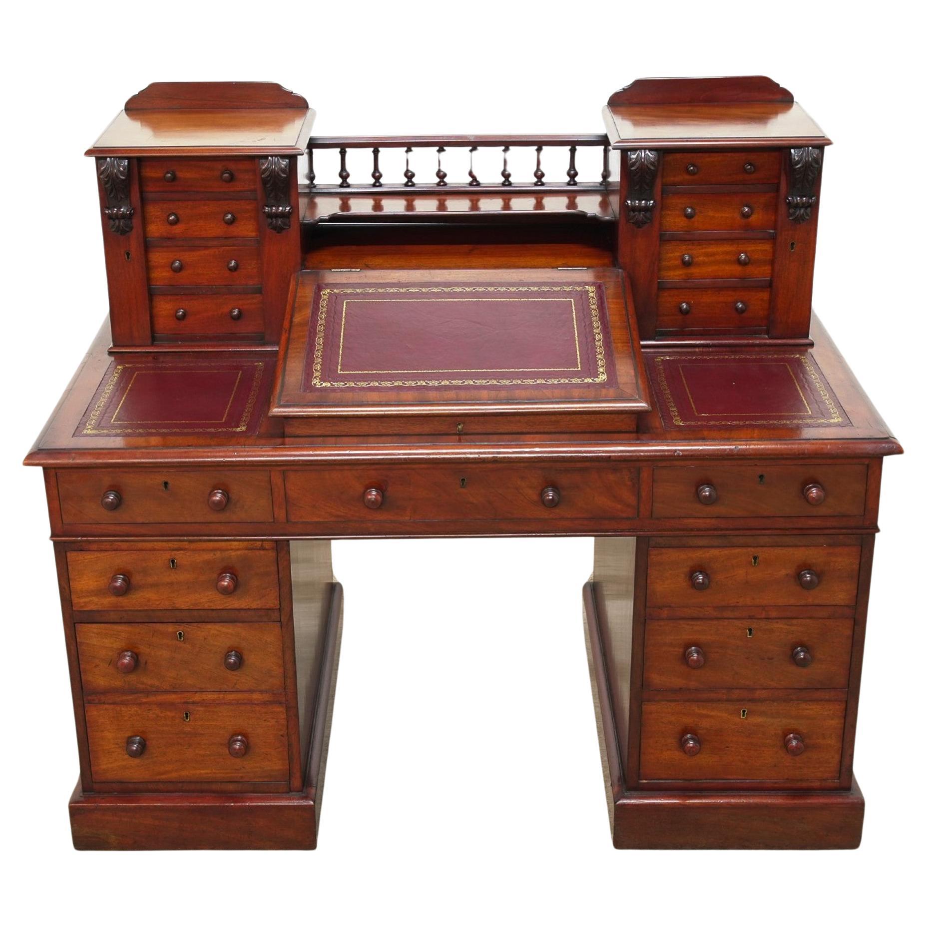 Victorian Charles Dickens Desk Mahogany Writing Table 1880 For Sale