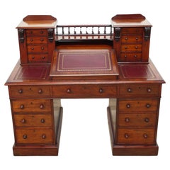 Used Victorian Charles Dickens Desk Mahogany Writing Table 1880
