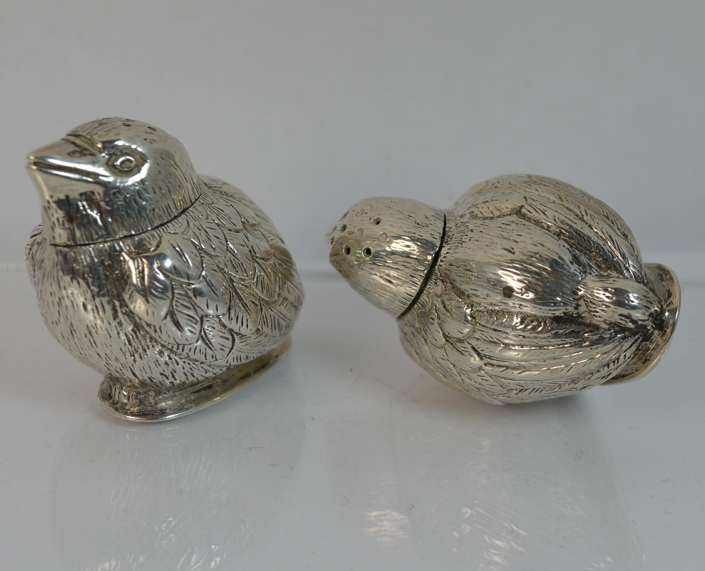 antique silver bird salt and pepper shakers